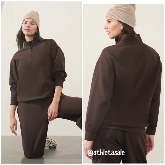 Athleta Tops - NWT Athleta Forever Fleece 1/4 Zip Sweatshirt | Truffle Brown